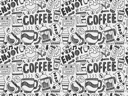 seamless coffee pattern Stock Photo - Budget Royalty-Free & Subscription, Code: 400-07992785