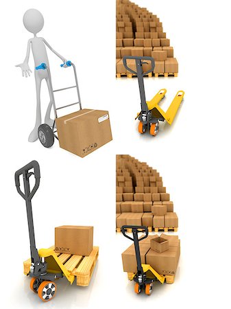 simsearch:400-05730843,k - Pallet Truck and Cardboard Boxes - Set of 3D Isolated on White Background. Warehouse Concept. Stock Photo - Budget Royalty-Free & Subscription, Code: 400-07993167