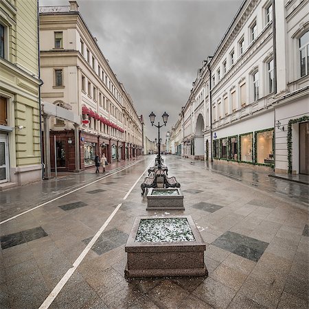 rain old street - Wet morning city street at snowy weather time. Stock Photo - Budget Royalty-Free & Subscription, Code: 400-07993846