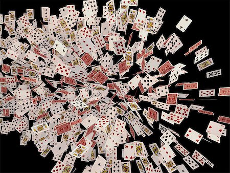simsearch:400-07573978,k - Playing cards flying over black background. Clipping path included. Photographie de stock - Aubaine LD & Abonnement, Code: 400-07993902