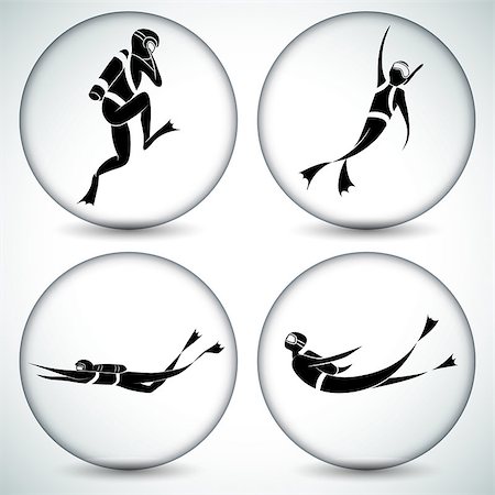 diver in the suit - An image of a scuba diver icon set. Stock Photo - Budget Royalty-Free & Subscription, Code: 400-08014028
