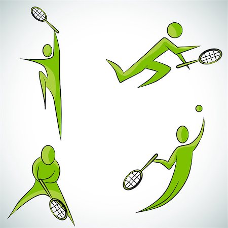 simsearch:400-08014032,k - An image of a tennis player icon set. Foto de stock - Super Valor sin royalties y Suscripción, Código: 400-08014029