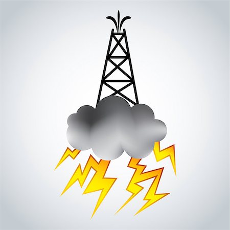 fracturation hydraulique - An image of a fracking rig with cloud and lightning. Foto de stock - Super Valor sin royalties y Suscripción, Código: 400-08014051