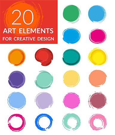 Circle paint drops set for creative design - twenty elements Photographie de stock - Aubaine LD & Abonnement, Code: 400-08014159