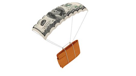 Wallet on parachute, finance concept. high quality photo realistic render Stock Photo - Budget Royalty-Free & Subscription, Code: 400-08014353