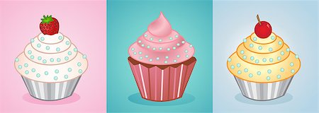 eating cartoon muffins - vector cupcakes Stock Photo - Budget Royalty-Free & Subscription, Code: 400-08014479