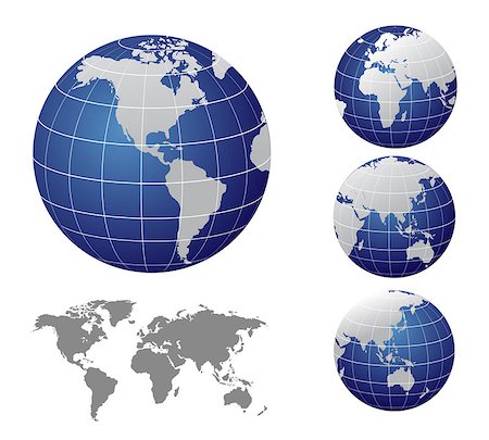simsearch:400-07034020,k - Vector Map and Globe of the World Foto de stock - Super Valor sin royalties y Suscripción, Código: 400-08014484