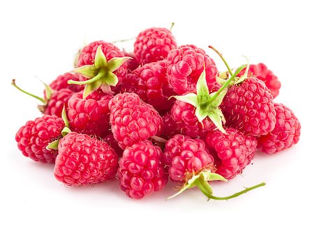 simsearch:400-08377901,k - Fresh berry raspberries with green leaves. Isolated on white background Stock Photo - Budget Royalty-Free & Subscription, Code: 400-08014490