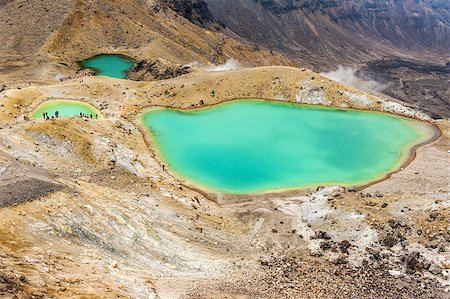 View at beautiful Emerald lakes on Tongariro Crossing track, Tongariro National Park, New Zealand Stock Photo - Budget Royalty-Free & Subscription, Code: 400-08014537