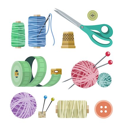 stitching tools - Tools and materials for fancywork. Eps10 vector illustration. Isolated on white background Stock Photo - Budget Royalty-Free & Subscription, Code: 400-08014556