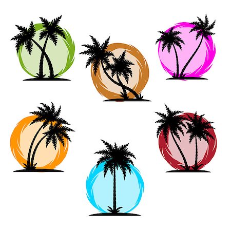 palm leaf illustration - Vector illustration of Palm silhouette color set Stock Photo - Budget Royalty-Free & Subscription, Code: 400-08014633