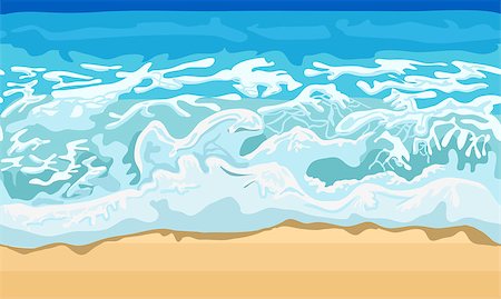 Sea wave and sand beach. Illustration in vector format Photographie de stock - Aubaine LD & Abonnement, Code: 400-08014873