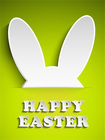 simsearch:400-06638864,k - Vector - Happy Easter Rabbit Bunny on Green Background Stock Photo - Budget Royalty-Free & Subscription, Code: 400-08014915