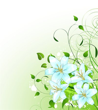 Beautiful green spring background with bunch of Lilly Stock Photo - Budget Royalty-Free & Subscription, Code: 400-08015074