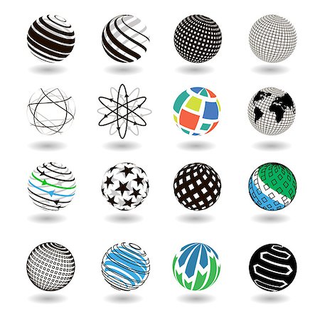 Illustration of Black and White Icons Globe Stock Photo - Budget Royalty-Free & Subscription, Code: 400-08015464
