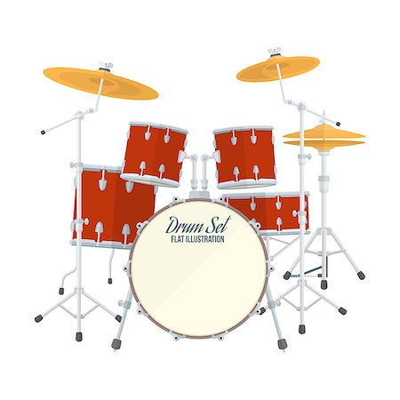 simsearch:400-06133570,k - color flat style vector drum set on white background bass tom-tom ride cymbal crash hi-hat snare stands Stock Photo - Budget Royalty-Free & Subscription, Code: 400-08015538