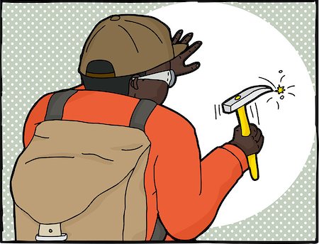 simsearch:400-08013506,k - Cartoon of geologist in orange using rock hammer in frame Foto de stock - Super Valor sin royalties y Suscripción, Código: 400-08015547