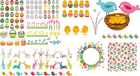 Big easter collection with funny eggs,birds and rabbits Photographie de stock - Aubaine LD & Abonnement, Code: 400-08015864