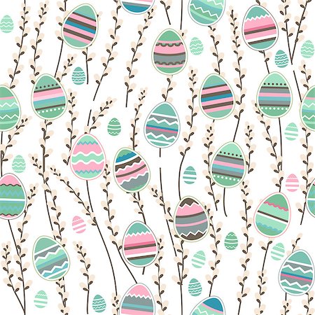 simsearch:400-05371255,k - Seamless pattern with easter willow and painted eggs Foto de stock - Royalty-Free Super Valor e Assinatura, Número: 400-08015868
