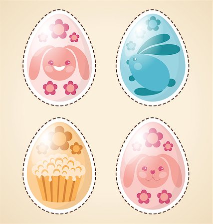simsearch:400-05040794,k - Vector Easter elements rabbit, eggs, cake, chicken Stock Photo - Budget Royalty-Free & Subscription, Code: 400-08015915