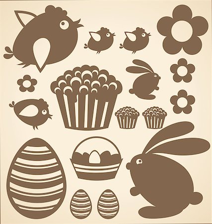 simsearch:400-05040794,k - Vector Easter elements rabbit, eggs, cake, chicken Stock Photo - Budget Royalty-Free & Subscription, Code: 400-08015916