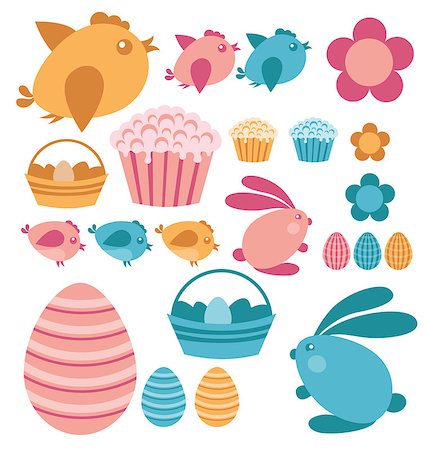 simsearch:400-05040794,k - Vector Easter elements rabbit, eggs, cake, chicken Stock Photo - Budget Royalty-Free & Subscription, Code: 400-08015910