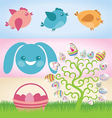 simsearch:400-05040794,k - Vector Easter elements rabbit, eggs, cake, chicken Stock Photo - Budget Royalty-Free & Subscription, Code: 400-08015911