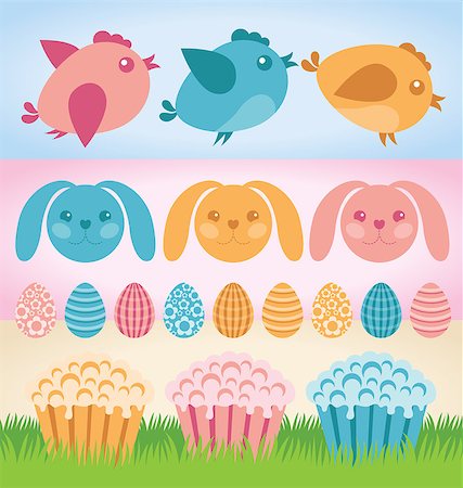 simsearch:400-05040794,k - Vector Easter elements rabbit, eggs, cake, chicken Stock Photo - Budget Royalty-Free & Subscription, Code: 400-08015913