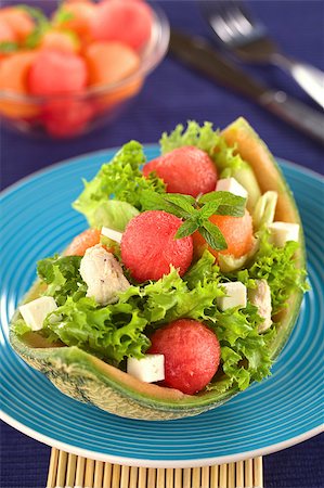 side dish with chicken - Melon and Chicken Salad Stock Photo - Budget Royalty-Free & Subscription, Code: 400-08016165