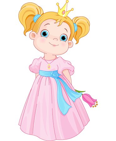 Illustration of Cute Little Princess Holds Flower Stock Photo - Budget Royalty-Free & Subscription, Code: 400-08016416