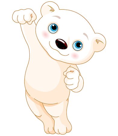 simsearch:400-08258875,k - A happy cartoon polar bear jumping and smiling Stock Photo - Budget Royalty-Free & Subscription, Code: 400-08016413