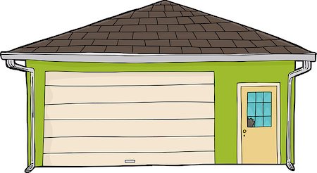 simsearch:400-08016475,k - Green cartoon residential garage with broken glass door Stock Photo - Budget Royalty-Free & Subscription, Code: 400-08016464