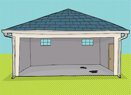 simsearch:400-07508509,k - Empty cartoon residential garage with doorway and windows Stock Photo - Budget Royalty-Free & Subscription, Code: 400-08016474