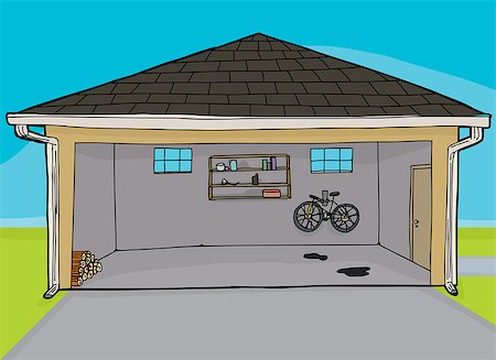 simsearch:400-08016475,k - Open garage with bike and firewood pile inside Stock Photo - Budget Royalty-Free & Subscription, Code: 400-08016476