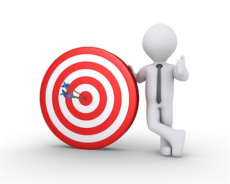 simsearch:400-04291703,k - 3d businessman standing next to a target with three arrows at the center Stock Photo - Budget Royalty-Free & Subscription, Code: 400-08016630