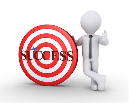 simsearch:400-04291703,k - Businessman standing next to a target with success written on it and an arrow at the center Stock Photo - Budget Royalty-Free & Subscription, Code: 400-08016631
