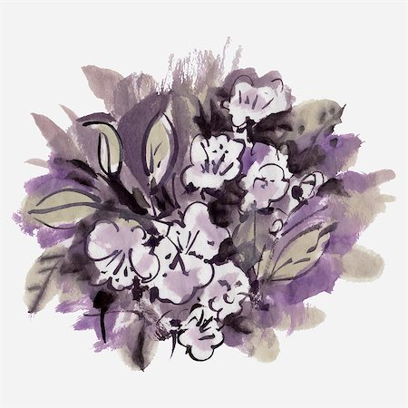 simsearch:400-07421243,k - Watercolor  flowers isolated on a white background.  Vector illustration. Stock Photo - Budget Royalty-Free & Subscription, Code: 400-08016654