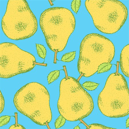 simsearch:400-08014212,k - Sketch tasty pear in vintage style, vector seamless pattern Photographie de stock - Aubaine LD & Abonnement, Code: 400-08016679