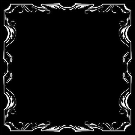 simsearch:400-08836820,k - Vector square floral white frame on a black background Photographie de stock - Aubaine LD & Abonnement, Code: 400-08016685