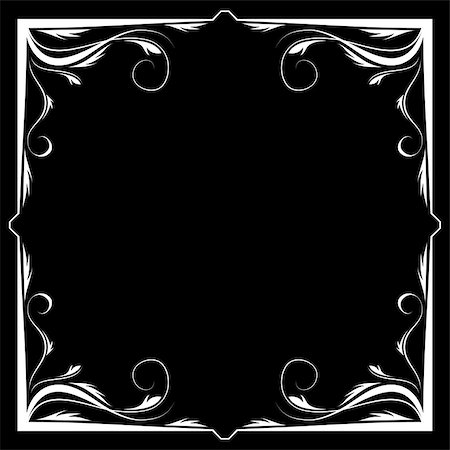 simsearch:400-08836820,k - Vector square floral white frame on a black background Photographie de stock - Aubaine LD & Abonnement, Code: 400-08016683