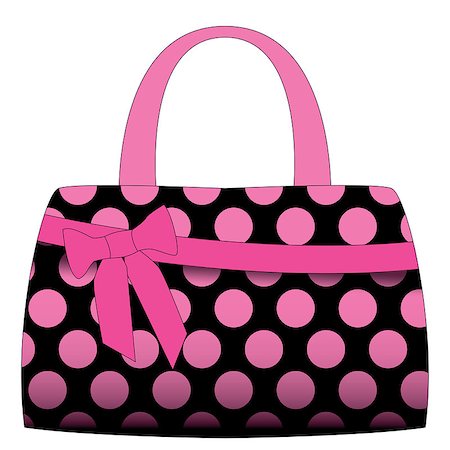 pzromashka (artist) - Vector black handbag in pink polka dots on a white background Stock Photo - Budget Royalty-Free & Subscription, Code: 400-08016898