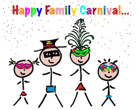 simsearch:400-08012338,k - happy carnival, family with children, boy and girl, masks, streamers and confetti Stock Photo - Budget Royalty-Free & Subscription, Code: 400-08012338