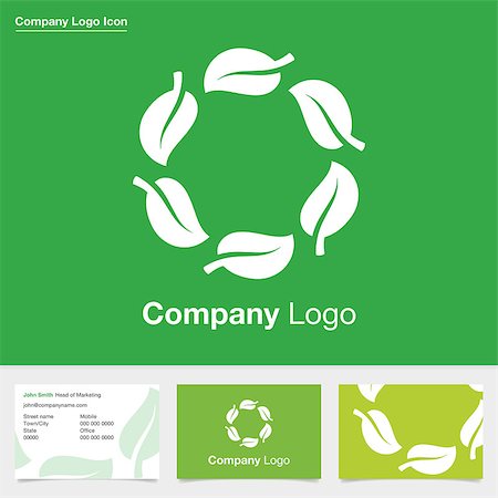Natural green leaf company logo with business card design. Natural product symbol. Eco leaves icon. Available as a jpg image or as a completely editable EPS vector. Stock Photo - Budget Royalty-Free & Subscription, Code: 400-08012358