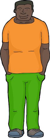 simsearch:400-08013506,k - Cheerful young Black man in green pants with hands in pockets Foto de stock - Super Valor sin royalties y Suscripción, Código: 400-08012842
