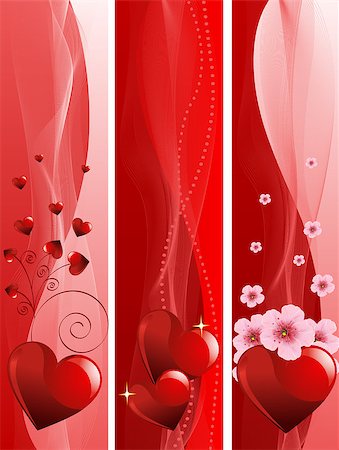 simsearch:400-06630484,k - Three romantic banners perfect for your Valentine day design. Each placed on it separate layer for easy editing Stock Photo - Budget Royalty-Free & Subscription, Code: 400-08012890