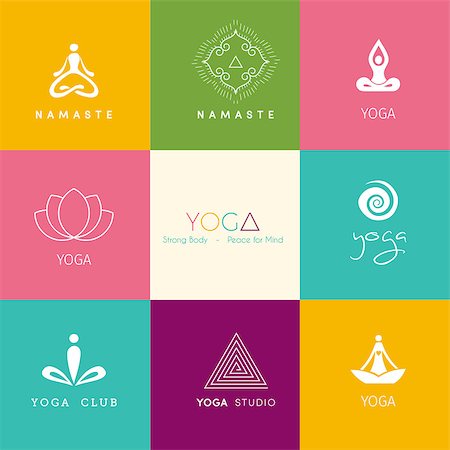 Vector illustration of Set of logos for a yoga studio Stock Photo - Budget Royalty-Free & Subscription, Code: 400-08012932