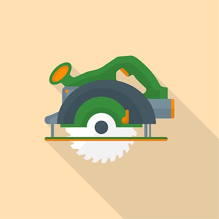 simsearch:400-04856931,k - vector colored flat design electric hand circular saw icon with shadow Foto de stock - Royalty-Free Super Valor e Assinatura, Número: 400-08012947