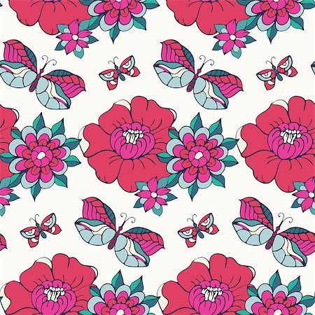 simsearch:400-07510594,k - Seamless pattern -  flower background in doodle style. Vector illustration. Stock Photo - Budget Royalty-Free & Subscription, Code: 400-08012949