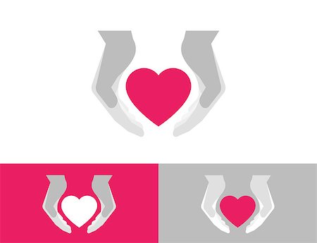 fingers heart - Heart care vector conceptual illustration with fuchsia heart and gray hands Stock Photo - Budget Royalty-Free & Subscription, Code: 400-08012975