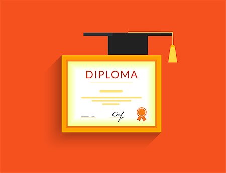 simsearch:400-09098178,k - Diploma icon with square academic cap isolated. Flat vector illustration Stock Photo - Budget Royalty-Free & Subscription, Code: 400-08012987